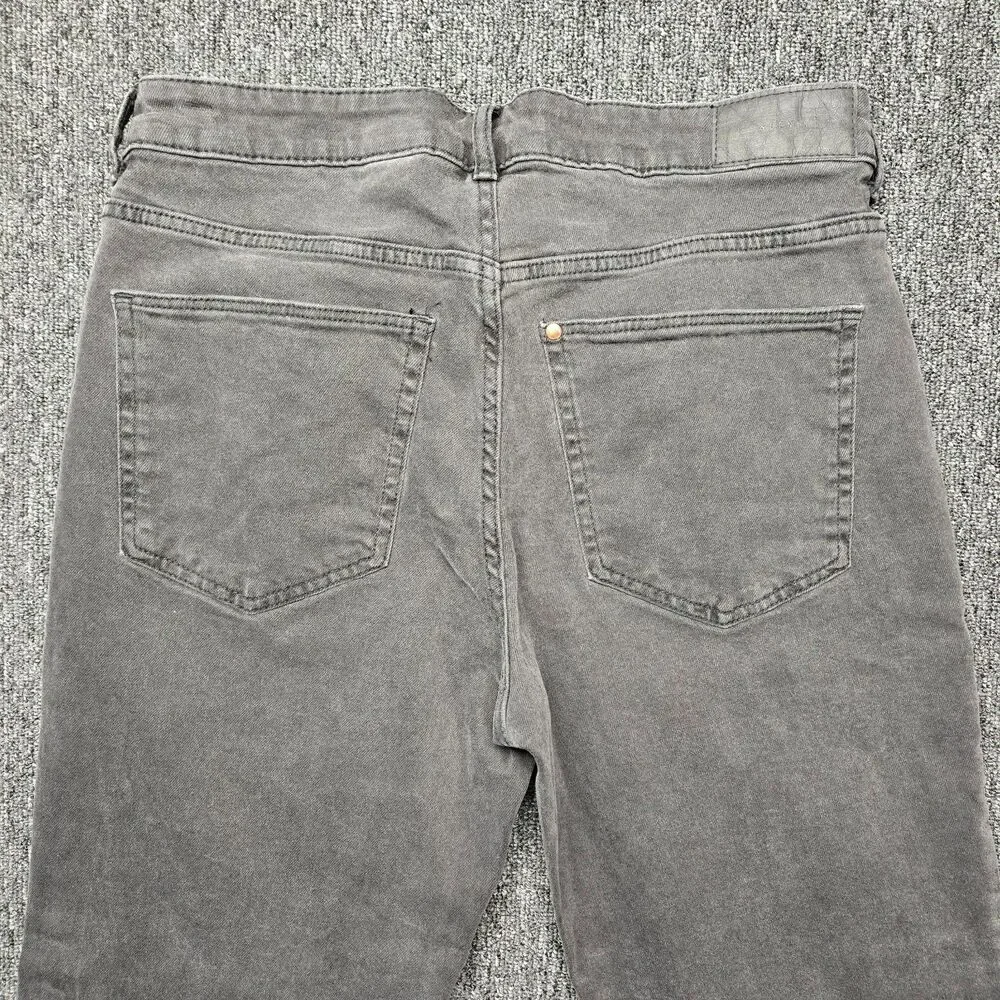 H&M &Denim Jeans Women’s 8 High Waist Straight Leg Gray Stretch Ankle Pants
